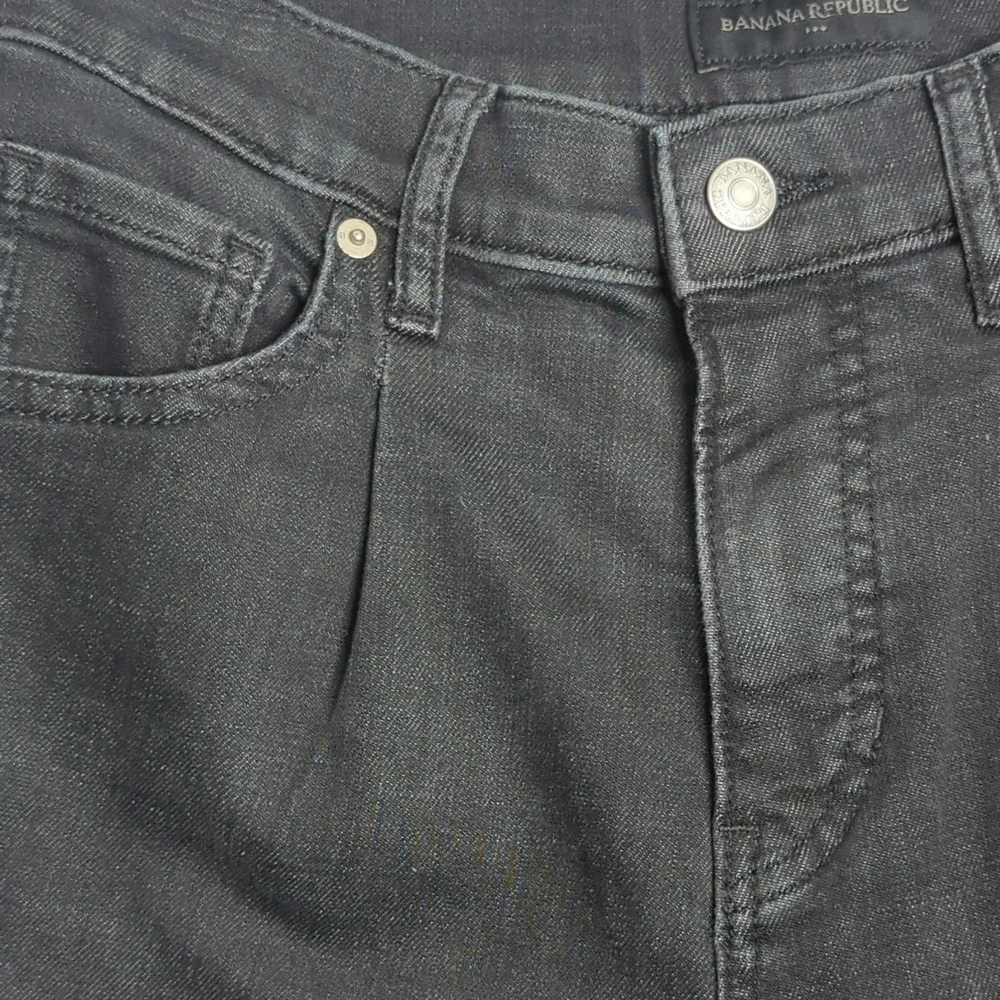 Banana Republic High Rise Slouchy Ankle Rollup Faded Black Denim Jeans Sz‎ 26 2